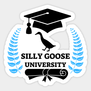 Silly Goose University - Walking Goose Black Design With Blue Details Sticker